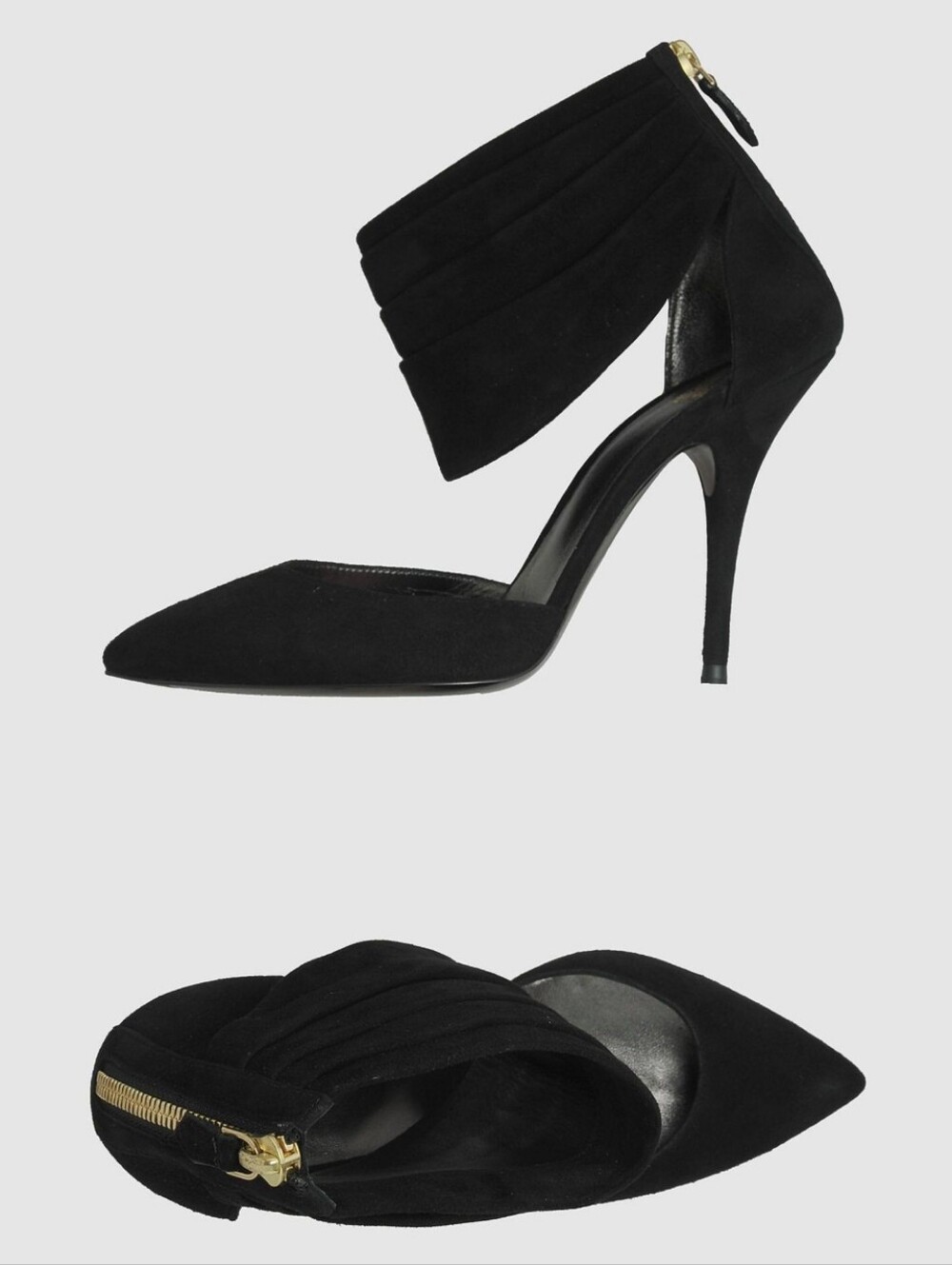 Trussardi Black Suede Pointed-Toe Stiletto Heels with Ankle Zip